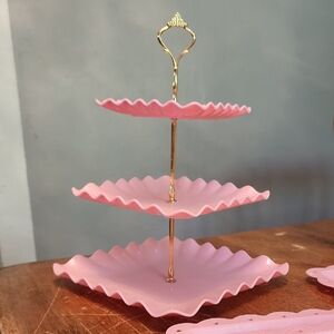 Pink Three-Tiered Serving Tray